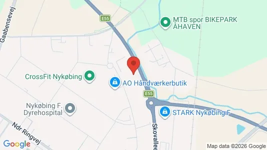 Kontorfællesskaber til leje i Nykøbing Falster - kort over placeringen