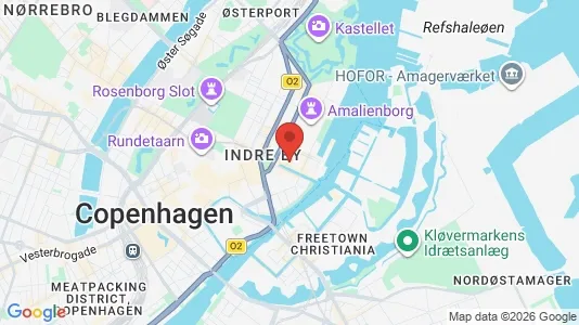Kontorfællesskaber til leje i København K - kort over placeringen