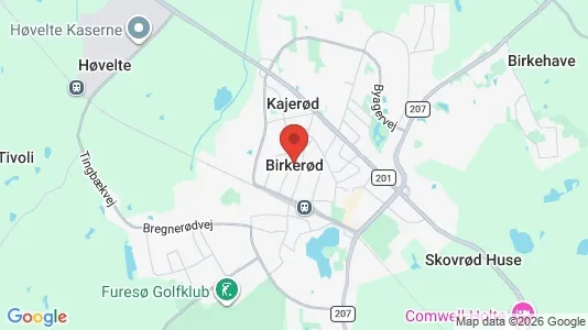Kontorfællesskaber til leje i Birkerød - kort over placeringen