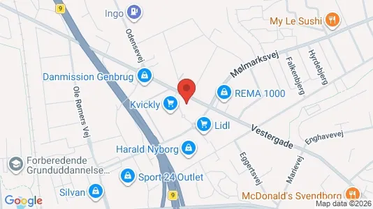 Kliniklokaler til leje i Svendborg - kort over placeringen